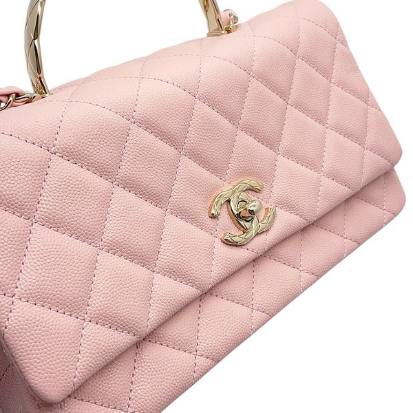 シャネル チェーンショルダーバッグ マトラッセ ココマーク トップハンドル キャビアスキン AS5554 CHANEL