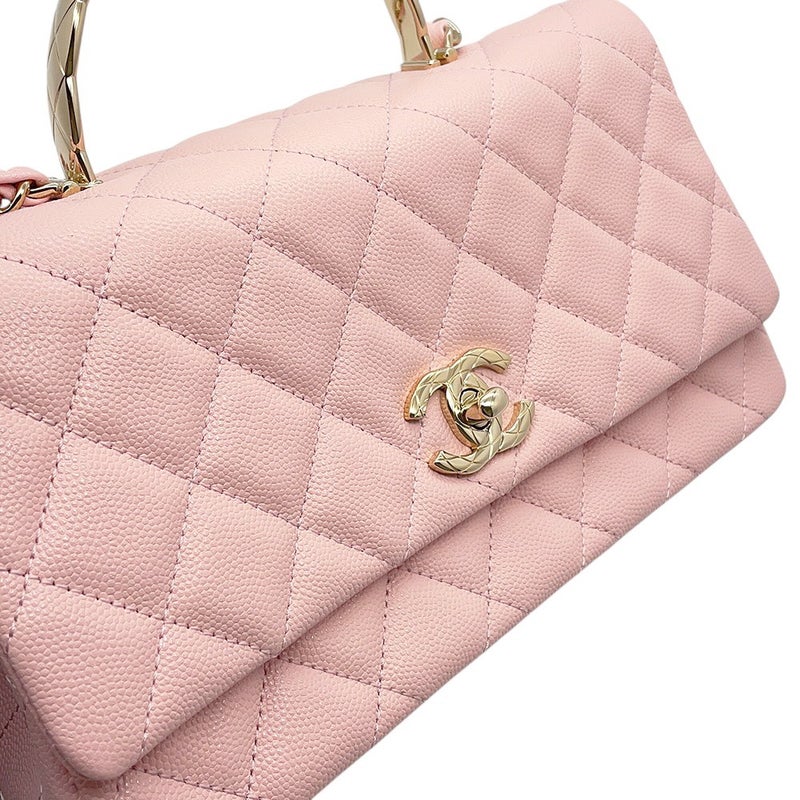 シャネル チェーンショルダーバッグ マトラッセ ココマーク トップハンドル キャビアスキン AS5554 CHANEL