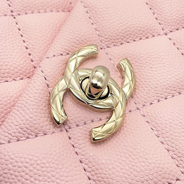 シャネル チェーンショルダーバッグ マトラッセ ココマーク トップハンドル キャビアスキン AS5554 CHANEL