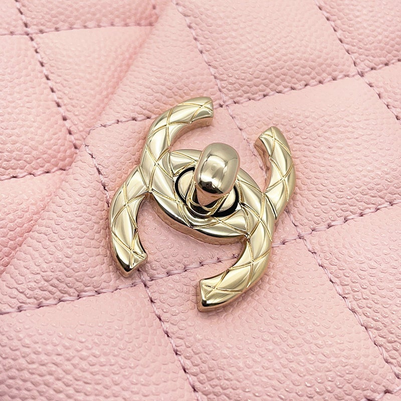 シャネル チェーンショルダーバッグ マトラッセ ココマーク トップハンドル キャビアスキン AS5554 CHANEL