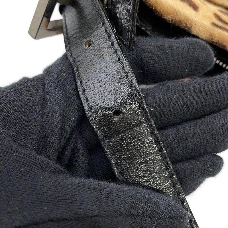 フェンディ ショルダーバッグ FF レオパード ハラコ レザー 26566 FENDI ワンショルダー