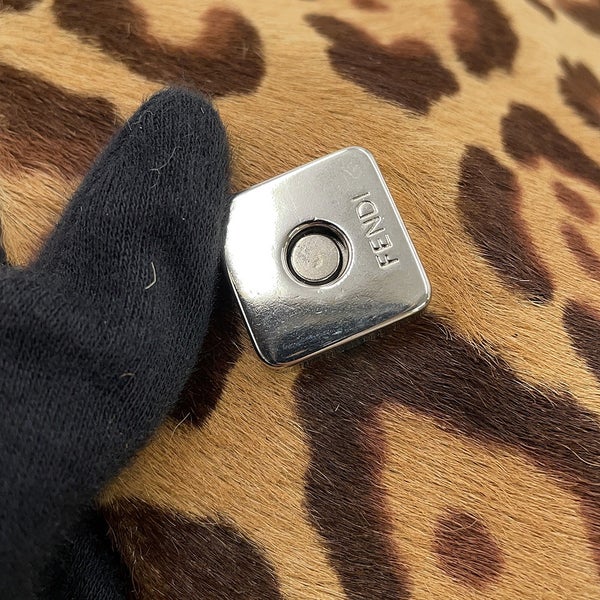 フェンディ ショルダーバッグ FF レオパード ハラコ レザー 26566 FENDI ワンショルダー
