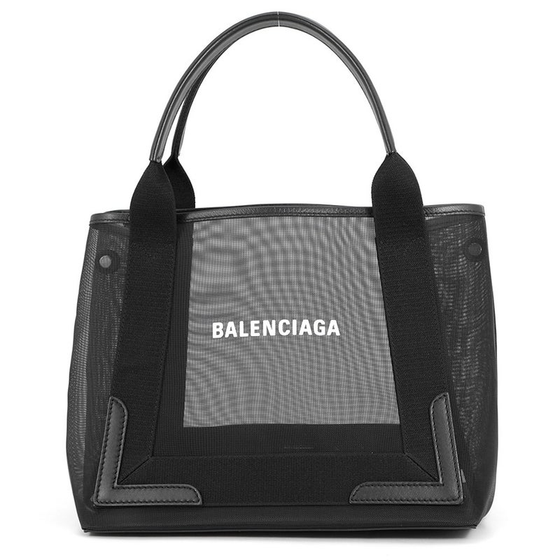 バレンシアガ トートバッグ ネイビーカバ S ポーチ付 メッシュ 339933 BALENCIAGA スモールサイズ 黒