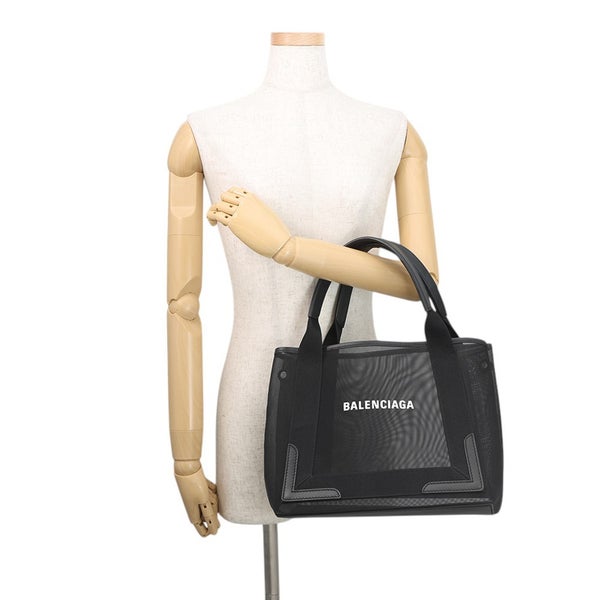 バレンシアガ トートバッグ ネイビーカバ S ポーチ付 メッシュ 339933 BALENCIAGA スモールサイズ 黒