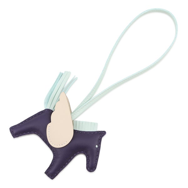 エルメス バッグチャーム ロデオPM ペガサス パープル/ヴェールペパーミント/クレ ラムスキン G刻印