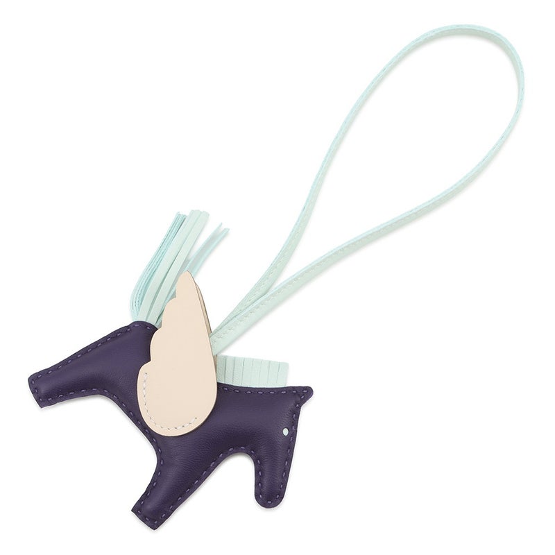 エルメス バッグチャーム ロデオPM ペガサス パープル/ヴェールペパーミント/クレ ラムスキン G刻印