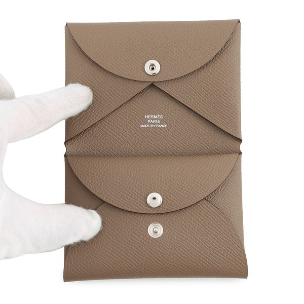 エルメス コインケース カルヴィ デュオ エトゥープ/シルバー金具 エプソン G刻印 財布