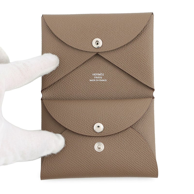エルメス コインケース カルヴィ デュオ エトゥープ/シルバー金具 エプソン G刻印 財布