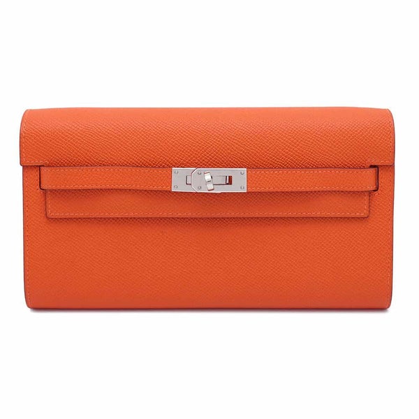 エルメス ケリーウォレット ロング トゥーゴー オレンジ/シルバー金具 エプソン B刻印 財布