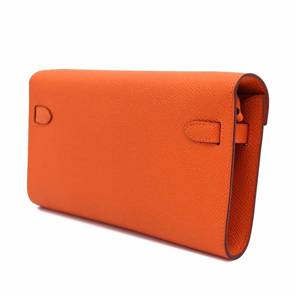 エルメス ケリーウォレット ロング トゥーゴー オレンジ/シルバー金具 エプソン B刻印 財布