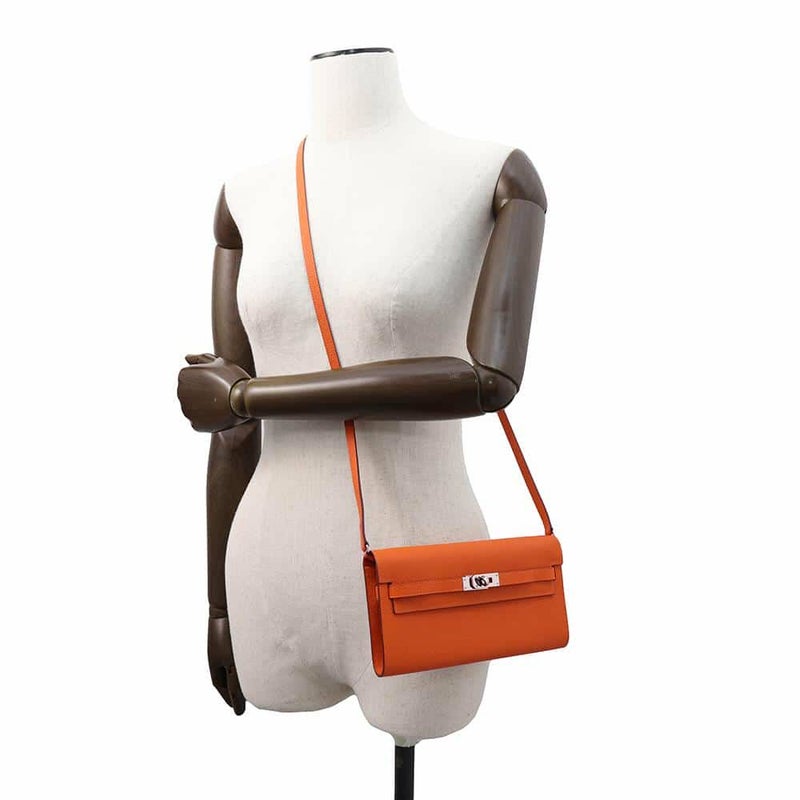 エルメス ケリーウォレット ロング トゥーゴー オレンジ/シルバー金具 エプソン B刻印 財布