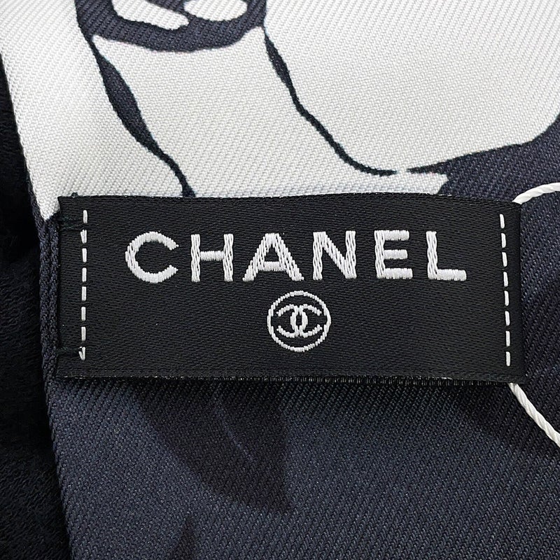 シャネル スカーフ ココマーク カメリア 総柄 シルク AAB779 CHANEL 黒