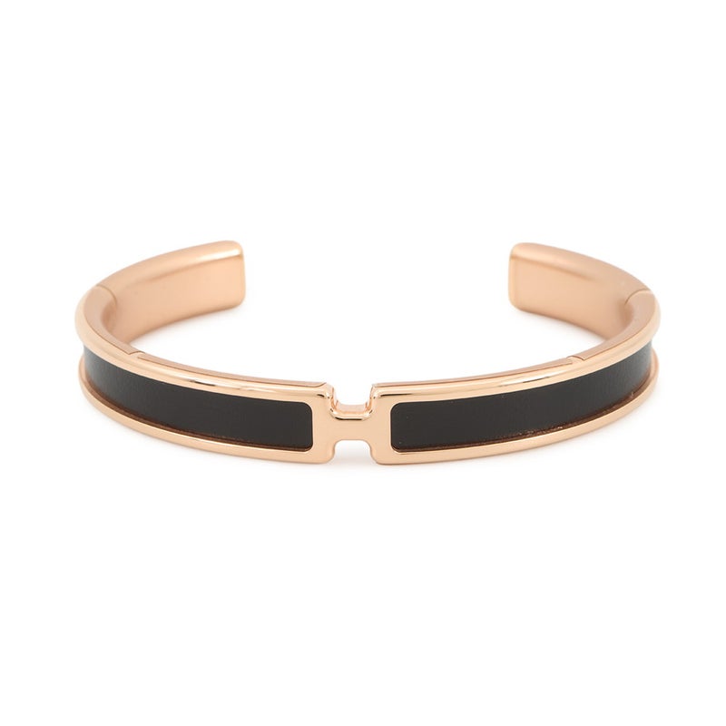 エルメス ブレスレット オランプ ブラック/ピンクゴールド金具 サイズT2 HERMES バングル アクセサリー 黒