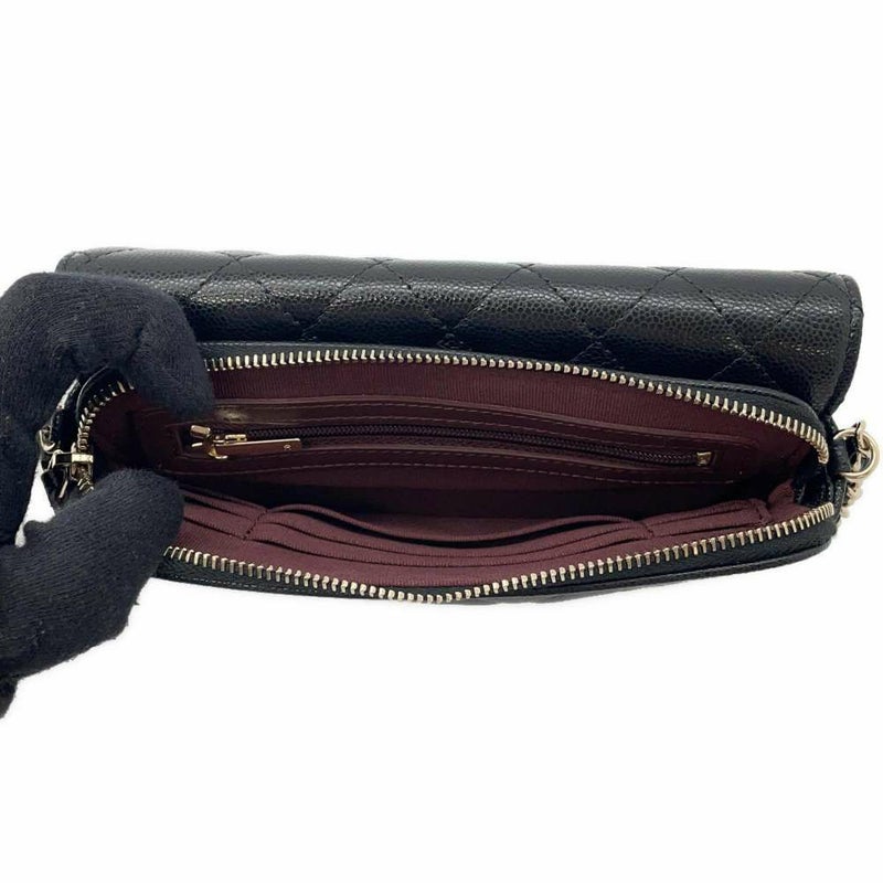 シャネル チェーンショルダーバッグ フラップ フォンケース マトラッセ ココマーク キャビアスキン AP2096 CHANEL ポシェット 黒