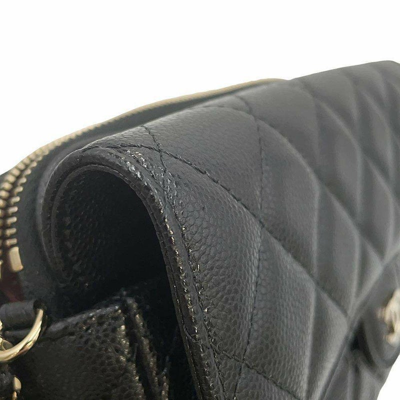 シャネル チェーンショルダーバッグ フラップ フォンケース マトラッセ ココマーク キャビアスキン AP2096 CHANEL ポシェット 黒