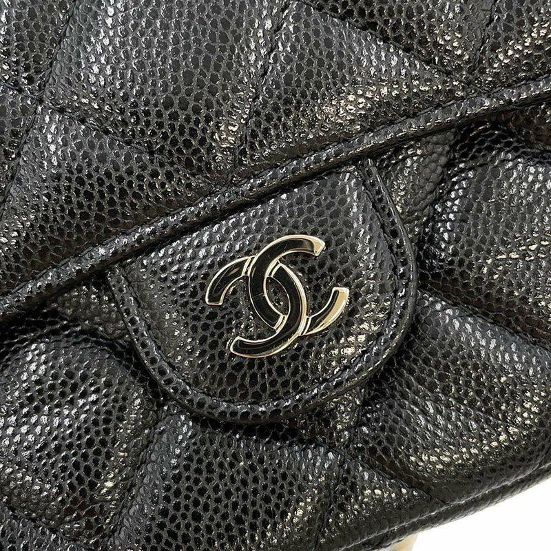 シャネル チェーンショルダーバッグ フラップ フォンケース マトラッセ ココマーク キャビアスキン AP2096 CHANEL ポシェット 黒
