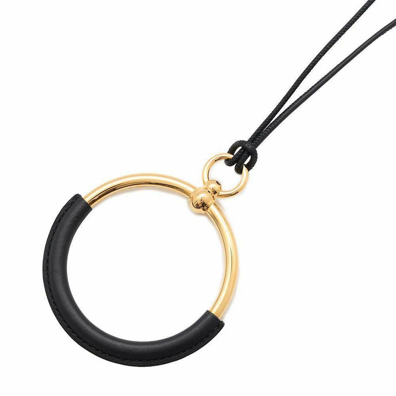 エルメス ネックレス ループグラン ブラック/ゴールド金具 スイフト/メタル HERMES アクセサリー