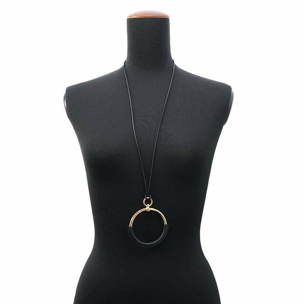 エルメス ネックレス ループグラン ブラック/ゴールド金具 スイフト/メタル HERMES アクセサリー