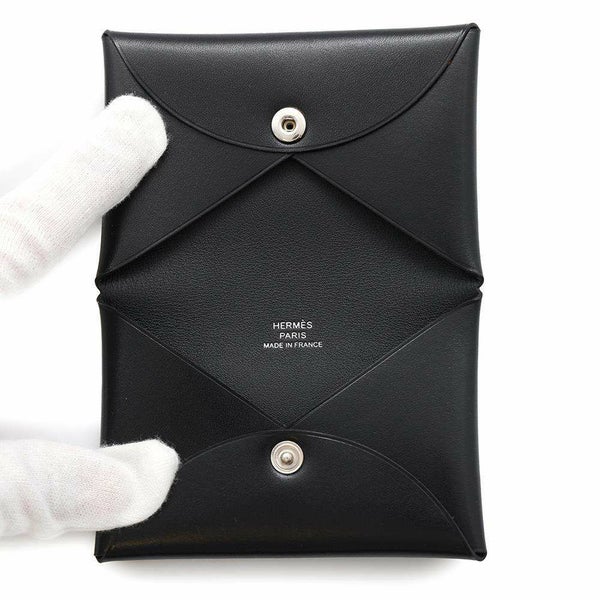 エルメス カードケース カルヴィ ブラック ボックスカーフ U刻印 HERMES 名刺入れ 黒