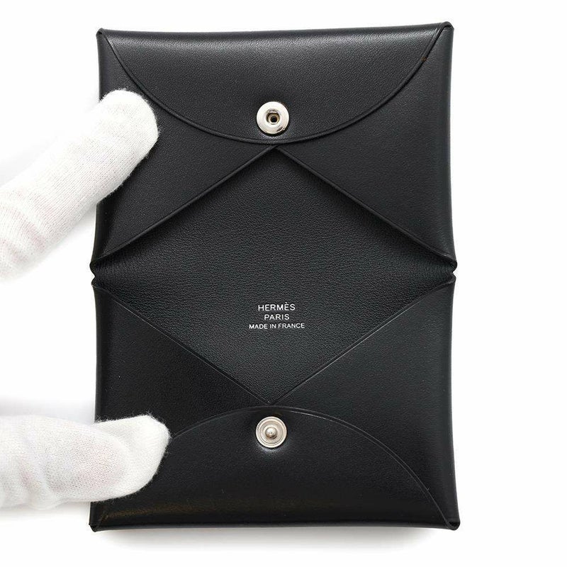 エルメス カードケース カルヴィ ブラック ボックスカーフ U刻印 HERMES 名刺入れ 黒