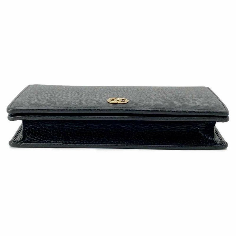 グッチ チェーンウォレット GGマーモント ミニバッグ レザー 497985 GUCCI 長財布 黒