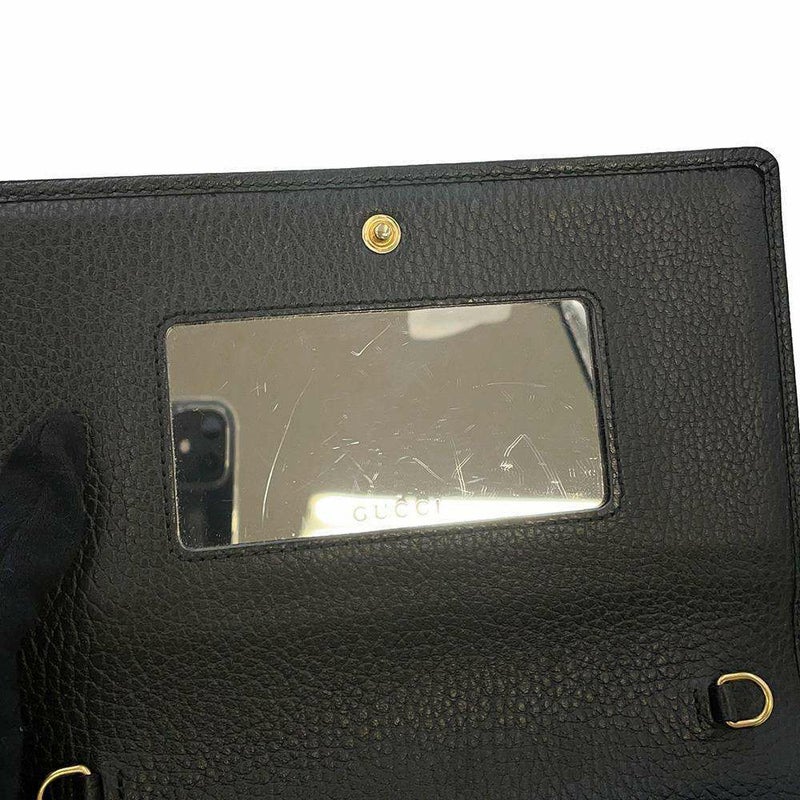 グッチ チェーンウォレット GGマーモント ミニバッグ レザー 497985 GUCCI 長財布 黒