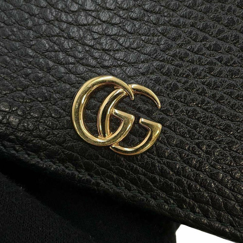グッチ チェーンウォレット GGマーモント ミニバッグ レザー 497985 GUCCI 長財布 黒