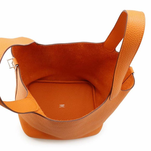 エルメス ハンドバッグ ピコタンロックMM オレンジ/シルバー金具 トリヨンクレマンス W刻印