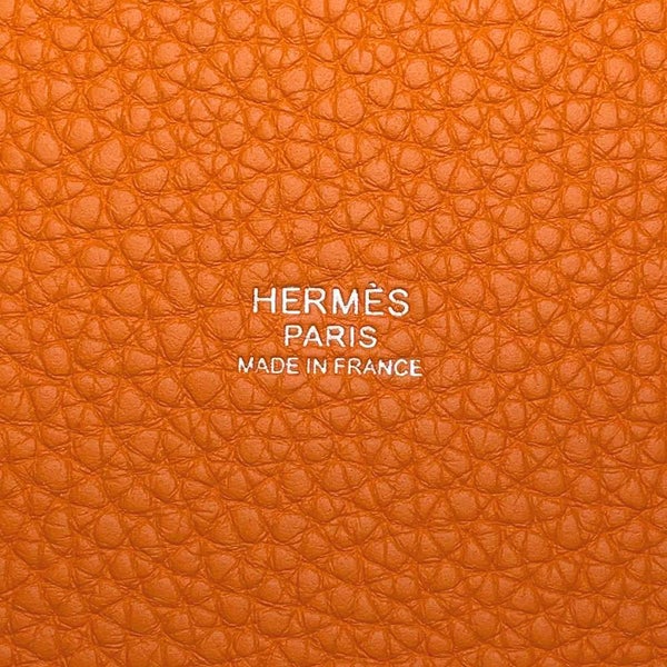エルメス ハンドバッグ ピコタンロックMM オレンジ/シルバー金具 トリヨンクレマンス W刻印