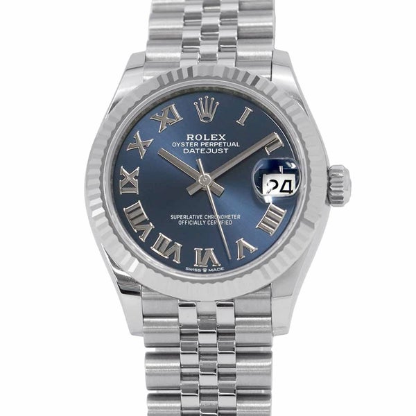 ロレックス デイトジャスト31 SS/K18WG ランダムシリアル ルーレット 278274 ROLEX 腕時計 ブライトブルー文字盤 ローマン