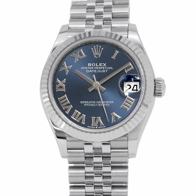 ロレックス デイトジャスト31 SS/K18WG ランダムシリアル ルーレット 278274 ROLEX 腕時計 ブライトブルー文字盤 ローマン