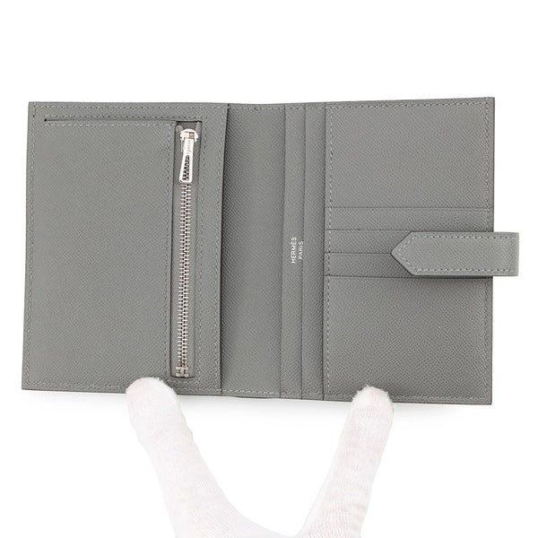 エルメス 二つ折り財布 ベアンコンパクト グリメイヤー/シルバー金具 ヴォーマダム K刻印 財布