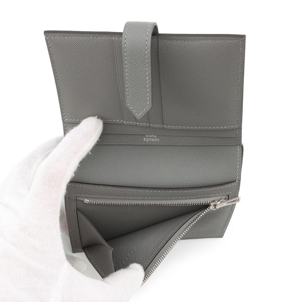 エルメス HERMES ベアンコンパクト W刻 グリメイヤー シルバー金具 マダム ユニセックス 二つ折り財布 エルメス HERMES ベアンコンパクト W刻 グリメイヤー シルバー金具