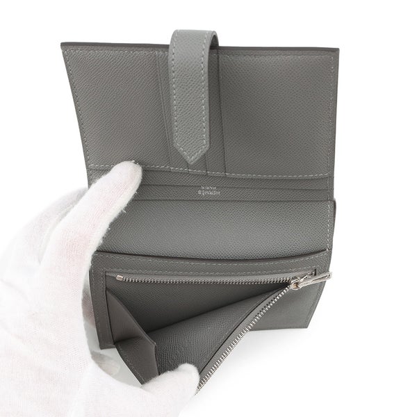 エルメス 二つ折り財布 ベアンコンパクト グリメイヤー/シルバー金具 ヴォーマダム K刻印 財布