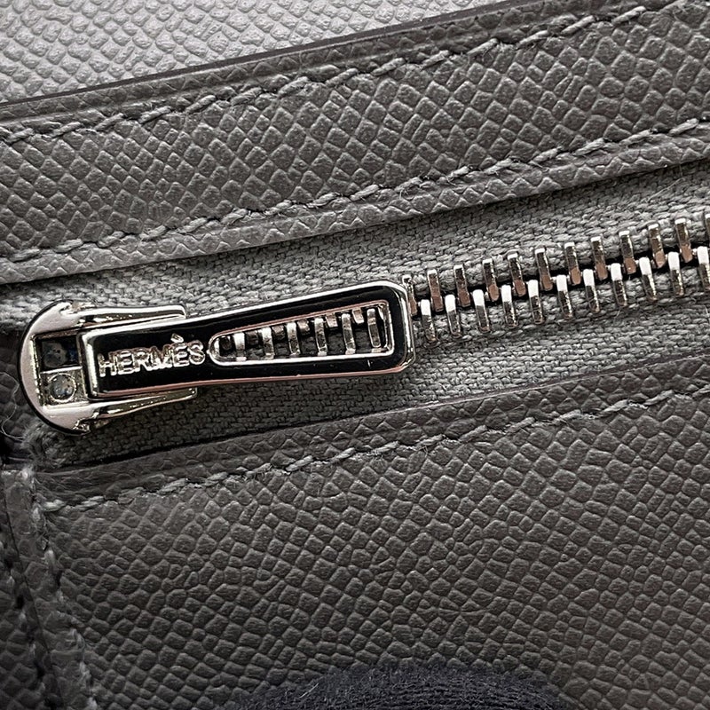 エルメス 二つ折り財布 ベアンコンパクト グリメイヤー/シルバー金具 ヴォーマダム K刻印 財布