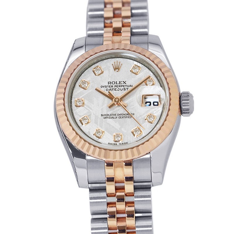 ロレックス デイトジャスト SS/K18PG 179171G ROLEX 腕時計 レディース メテオライト文字盤 10PD