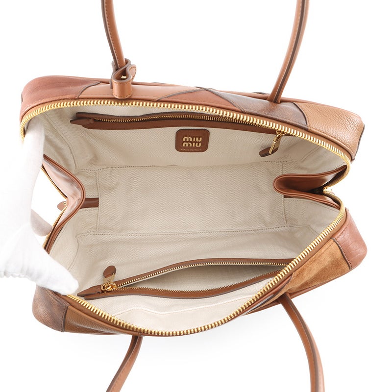 ミュウミュウ ハンドバッグ パッチワーク ボー バッグ レザー 5BB117 Miu Miu