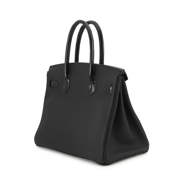 エルメス バーキン30 タッチ ブラック/ピンクゴールド金具 トゴ/ニロティカスシャイン C刻印 HERMES ハンドバッグ 黒