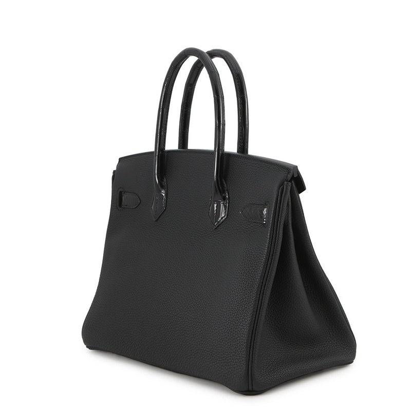 エルメス バーキン30 タッチ ブラック/ピンクゴールド金具 トゴ/ニロティカスシャイン C刻印 HERMES ハンドバッグ 黒