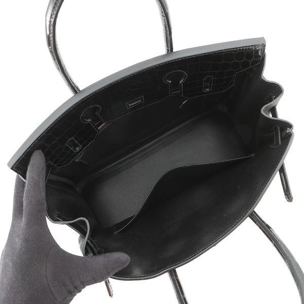 エルメス バーキン30 タッチ ブラック/ピンクゴールド金具 トゴ/ニロティカスシャイン C刻印 HERMES ハンドバッグ 黒