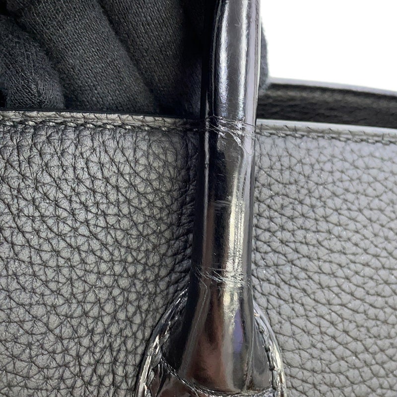 エルメス バーキン30 タッチ ブラック/ピンクゴールド金具 トゴ/ニロティカスシャイン C刻印 HERMES ハンドバッグ 黒