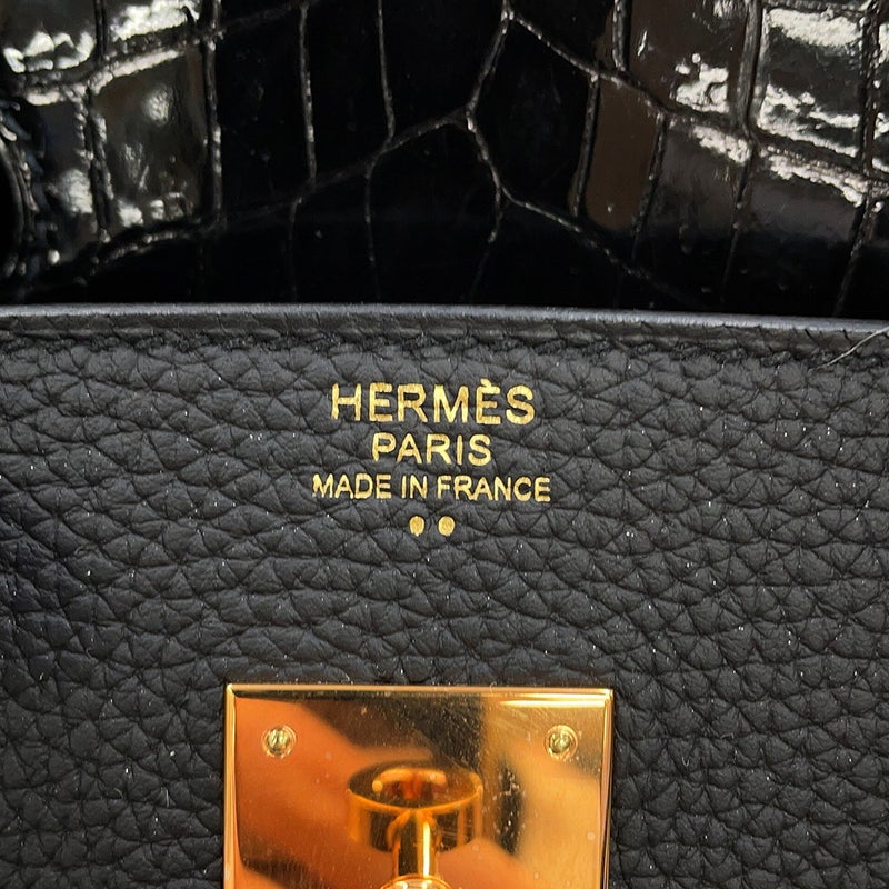 エルメス バーキン30 タッチ ブラック/ピンクゴールド金具 トゴ/ニロティカスシャイン C刻印 HERMES ハンドバッグ 黒