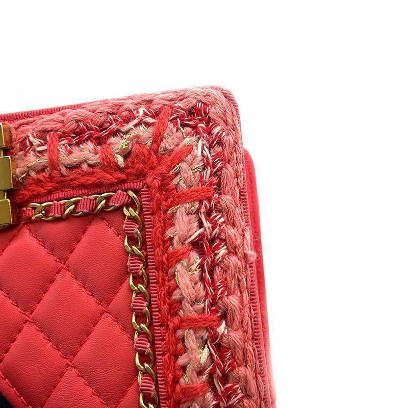 シャネル チェーンショルダーバッグ ボーイシャネル マトラッセ ラムスキン ツイード CHANEL バッグ