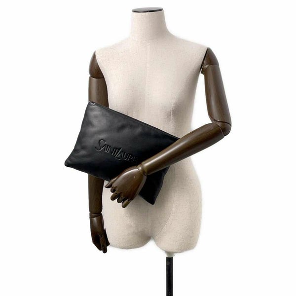 サンローランパリ クラッチバッグ パフィーポーチ ラージ  レザー 779526AADA11000 SAINT LAURENT PARIS バッグ 黒