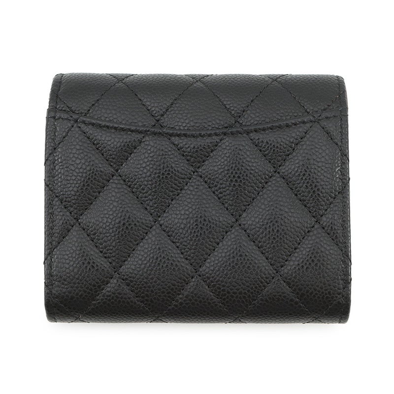 シャネル 三つ折り財布 マトラッセ ココマーク クラシック スモール フラップ ウォレット キャビアスキン AP0229 CHANEL 黒