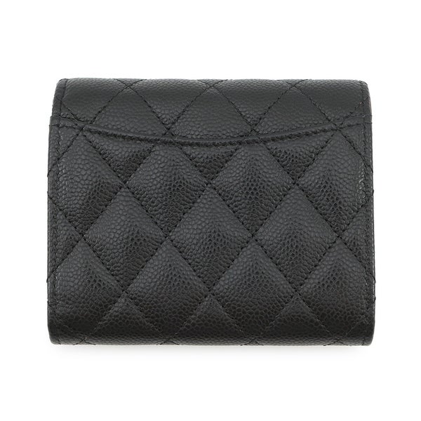 シャネル 三つ折り財布 マトラッセ ココマーク クラシック スモール フラップ ウォレット キャビアスキン AP0229 CHANEL 黒