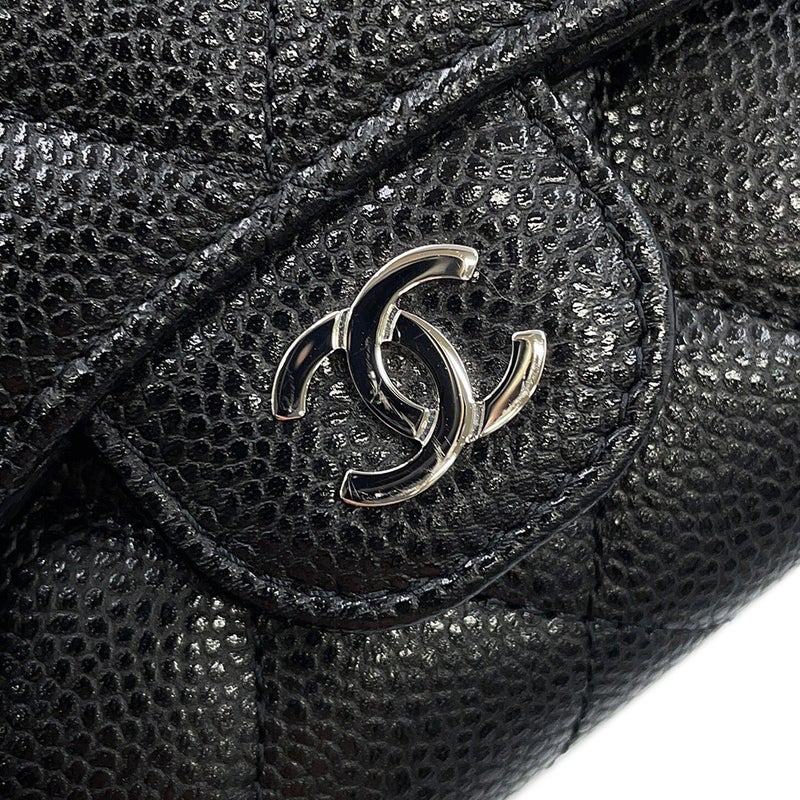 シャネル 三つ折り財布 マトラッセ ココマーク クラシック スモール フラップ ウォレット キャビアスキン AP0229 CHANEL 黒