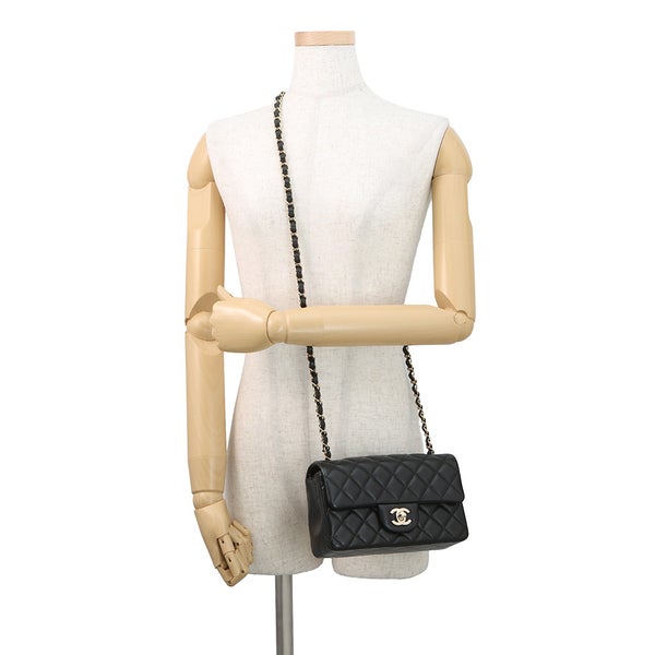 シャネル チェーンショルダーバッグ ミニ マトラッセ 20 ココマーク ラムスキン A69900 CHANEL 黒