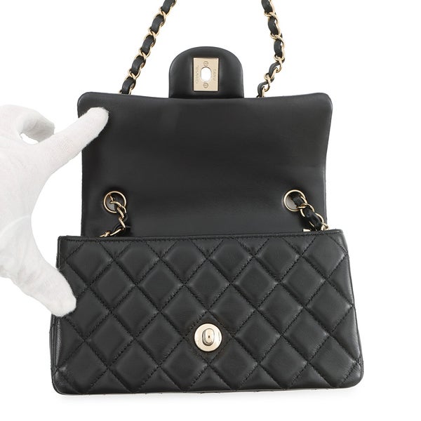 シャネル チェーンショルダーバッグ ミニ マトラッセ 20 ココマーク ラムスキン A69900 CHANEL 黒