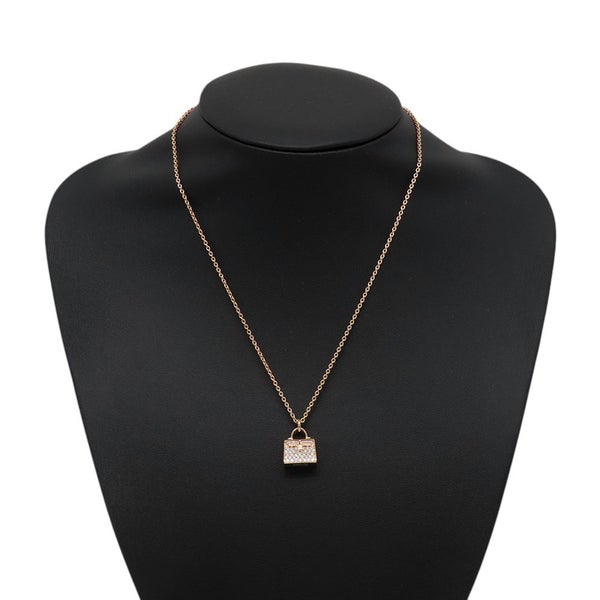エルメス ネックレス アミュレット ケリー ダイヤモンド 38P 計0.39ct K18PGピンクゴールド HERMES ジュエリー ペンダント